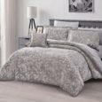 Luxury Charcoal Grey Botanical Floral Jacquard Comforter Set