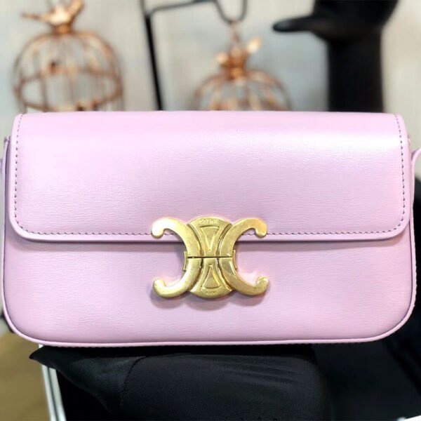 Celine Triomphe Lilac Pink Leather Women's Shoulder Bag - Image 4