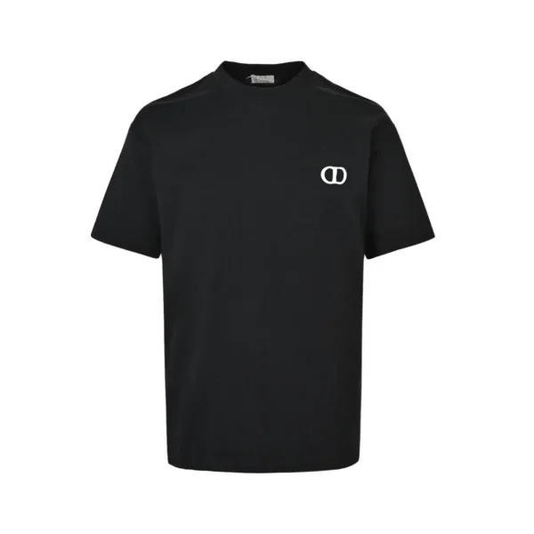 Dior CD Logo Embroidered Black Cotton Crew Neck T-Shirt - Image 2