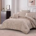 Luxury Warm Taupe & Sand Botanical Floral Jacquard Comforter Set
