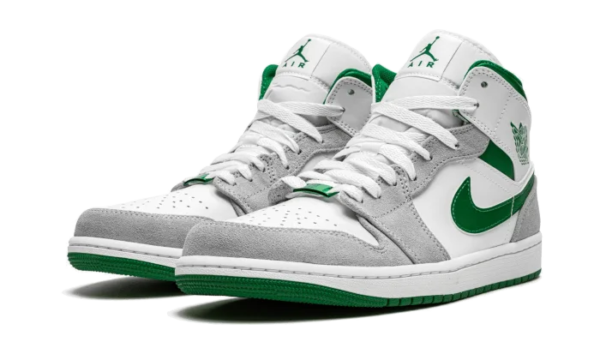Nike Air Jordan 1 Mid Gray Green Leather Suede Mid-Top Sneakers - Image 3