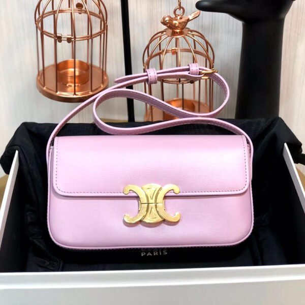 Celine Triomphe Lilac Pink Leather Women's Shoulder Bag - Image 3