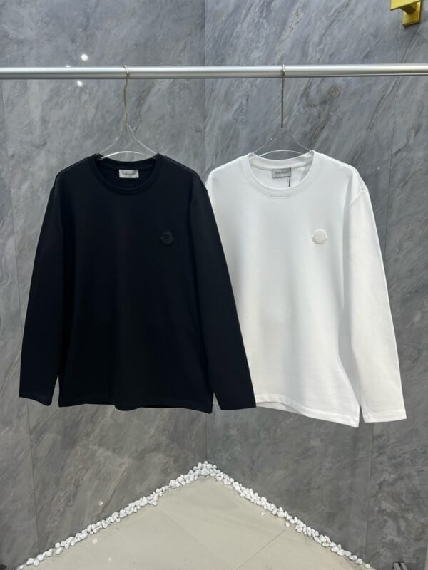 Fall/Winter New Leather Logo Crewneck Long Sleeve T-Shirt - Image 7
