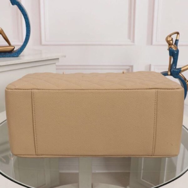 CHANEL Grand Shopping Tote Beige Quilted Caviar Leather Women's Tote Bag - Image 6