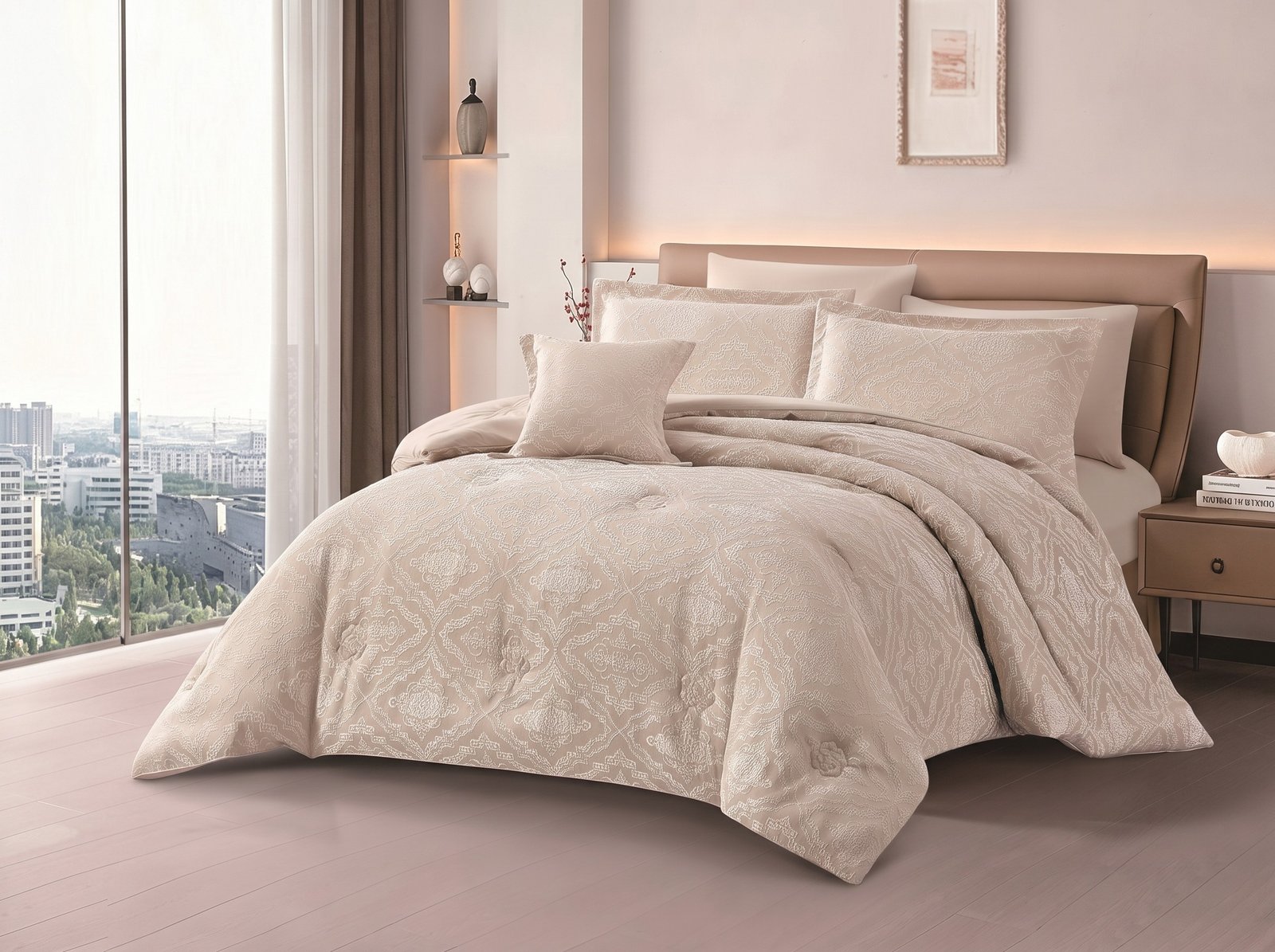 24.jpeg_2K_202608121513.jpeg Luxury Warm Beige Damask Jacquard Comforter Set - Image 1
