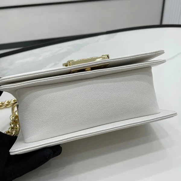 Chanel Boy Chanel Small White Grained Calfskin Leather Women's Handbag - Image 6