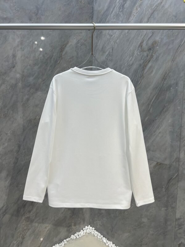 Fall/Winter New Leather Logo Crewneck Long Sleeve T-Shirt - Image 3