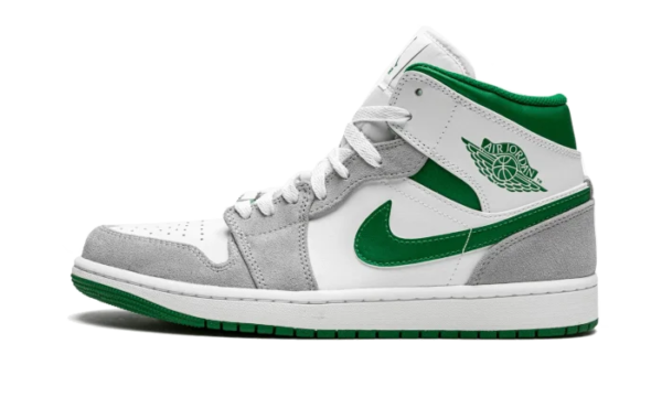 Nike Air Jordan 1 Mid Gray Green Leather Suede Mid-Top Sneakers - Image 2