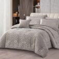 Luxury Silver Grey Damask Jacquard Comforter Set