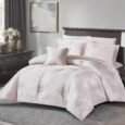 Luxury Pale Blush Pink Damask Jacquard Comforter Set