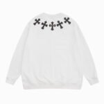 Chrome Hearts Leather Cross Patches Black Crew Neck Sweatshirt - Image 6
