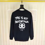 Balenciaga Hand-Drawn Logo Print Black Crew Neck Sweatshirt - Image 3