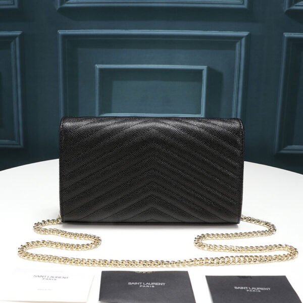 Saint Laurent Chain-strap YSL-plaque grained-leather wallet - Image 4
