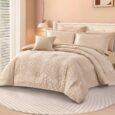 Luxury Soft Sand Beige Damask Jacquard Comforter Set