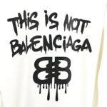 Balenciaga Hand-Drawn Logo Print White Crew Neck Sweatshirt - Image 7