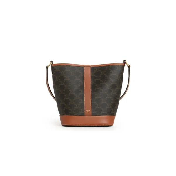 Celine Triomphe Canvas Small Bucket Women's Bag Tan Brown - Image 2