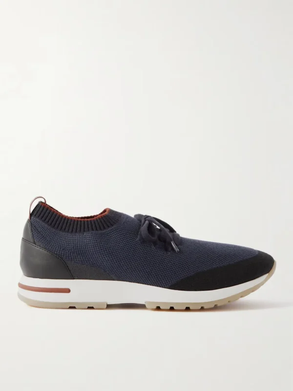 360 Flexy Walk Leather-Trimmed Knitted Wish® Silk Sneakers - Image 2