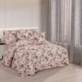 Romantic Dusty Rose Floral Quilted Lightweight Bedspread Comforter Set