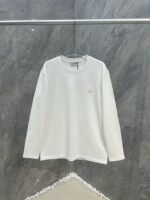 Fall/Winter New Leather Logo Crewneck Long Sleeve T-Shirt - Image 2