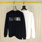 Balenciaga Abstract Block Logo Print Black Crew Neck Sweatshirt - Image 4