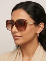 Chanel Oversized Butterfly Brown Acetate Crystal Embellished Brown Gradient Lens Sunglasses