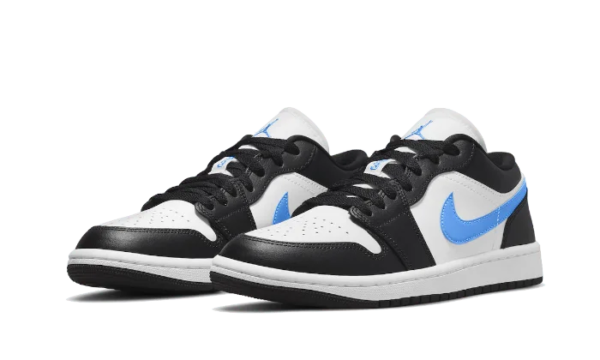 Nike Air Jordan 1 Low Black University Blue Leather Sneakers - Image 3