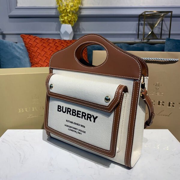 Pocket Medium leather-trimmed canvas tote - Image 3