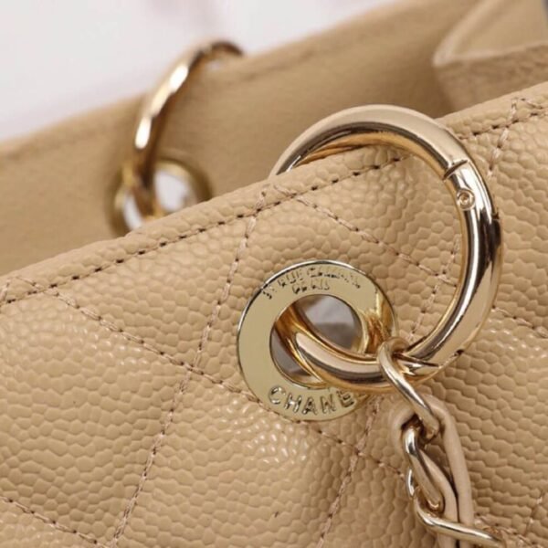 CHANEL Grand Shopping Tote Beige Quilted Caviar Leather Women's Tote Bag - Image 7