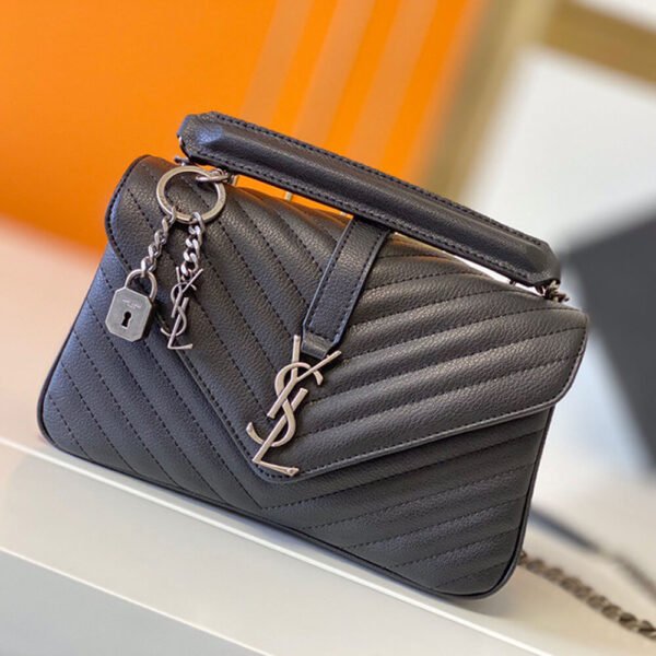 Saint Laurent College quilted-leather satchel bag - Image 3