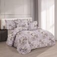 Rustic Lavender Heather Floral Quilted Lightweight Bedspread Comforter Set