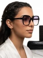 Chanel Oversized Square Black Acetate Frame Gradient Lens Sunglasses