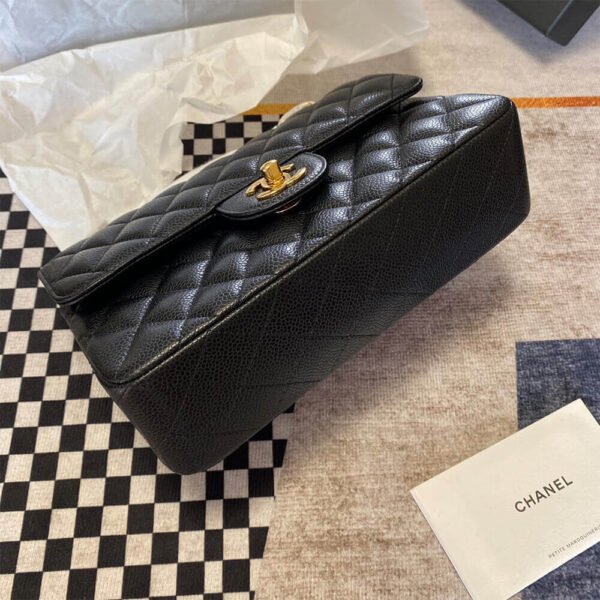 CHANEL Classic Double Flap Black Quilted Lambskin Leather Women's Shoulder Bag - Image 7