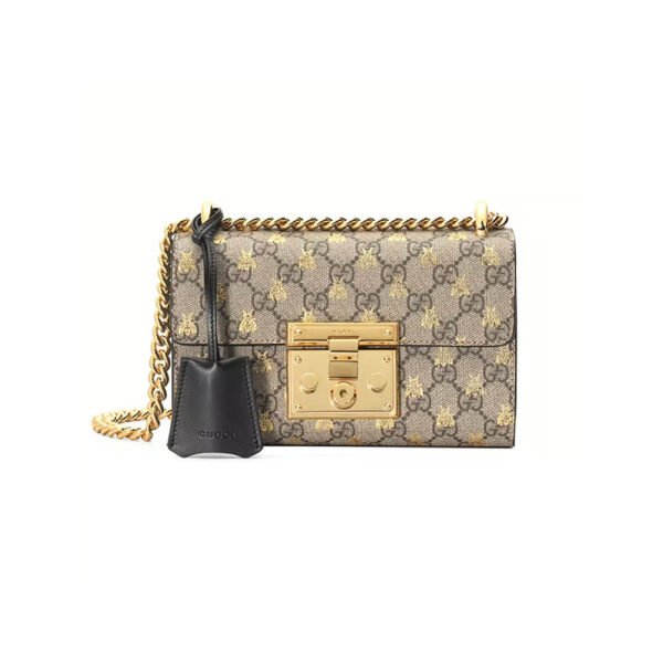 Padlock small GG bees shoulder bag - Image 2