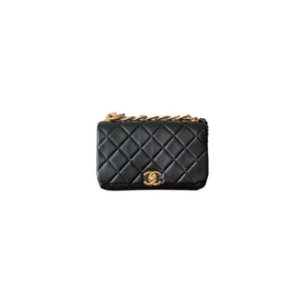 Chanel Classic Flap Small Black Quilted Lambskin Leather Women's Shoulder Bag - Image 2