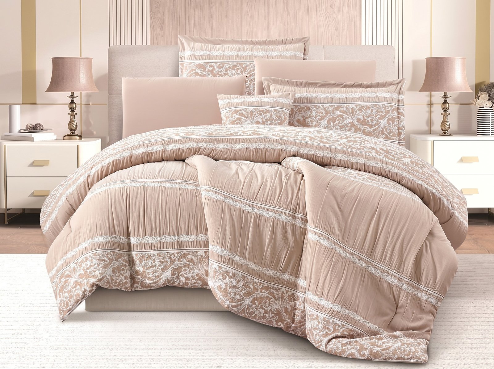 6.jpeg_2K_202608121431.jpeg Luxury Warm Mocha & Nude Lace Comforter Set - Image 1
