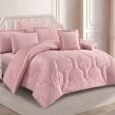 Luxury Blush Pink Embossed Velvet Comforter Bedding Set