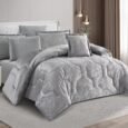 Luxury Silver Grey Embossed Velvet Comforter Bedding Set