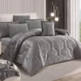 Luxury Charcoal Grey Embossed Velvet Comforter Bedding Set
