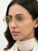 Chanel 4250 Rimless Butterfly Gold Frame Yellow Gradient Lens Sunglasses