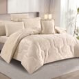 Luxury Cream Beige Embossed Velvet Comforter Bedding Set