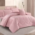 Luxury Solid Baby Pink Petal-Quilted Velvet Comforter Bedding Set
