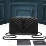 Saint Laurent Chain-strap YSL-plaque grained-leather wallet - Image 3