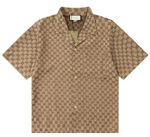Gucci GG Jacquard Monogram Beige Short-Sleeve Bowling Shirt - Image 2