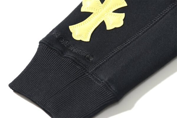 Chrome Hearts Multi Cross Patch Black Yellow Zip-Up Hoodie - Image 5