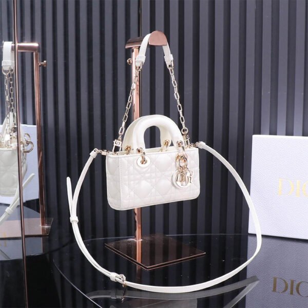 Dior Lady D-Joy Micro Cannage Latte Lambskin Leather Women's Shoulder Bag - Image 4