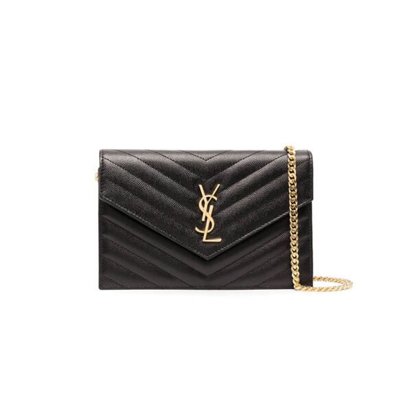 Saint Laurent Chain-strap YSL-plaque grained-leather wallet - Image 2