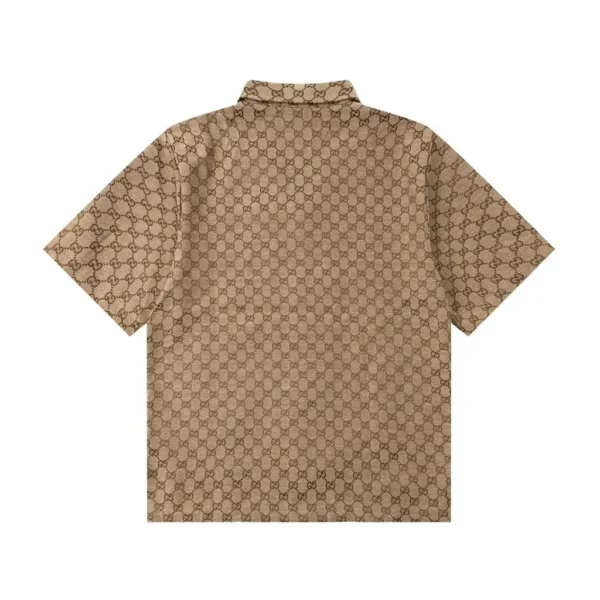 Gucci GG Jacquard Monogram Beige Short-Sleeve Bowling Shirt - Image 4