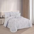 Soft Lavender Floral Quilted Lightweight Bedspread Comforter Set
