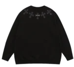 Chrome Hearts Leather Cross Patches Black Crew Neck Sweatshirt - Image 2