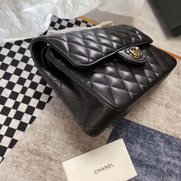 CHANEL Classic Double Flap Black Quilted Lambskin Leather Women's Shoulder Bag - Image 4